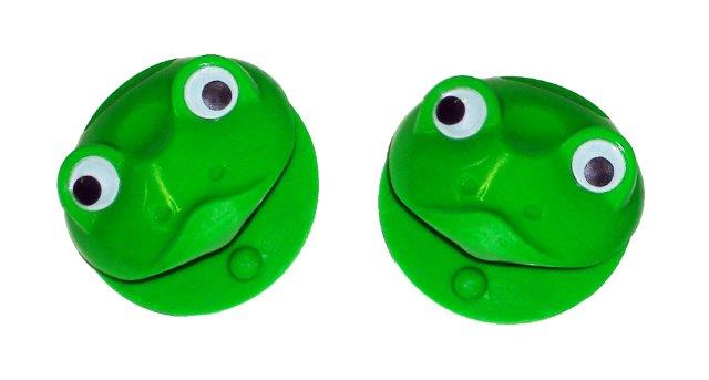 FINGER CASTANETS FROG SHAPE W/EYES GREEN PR