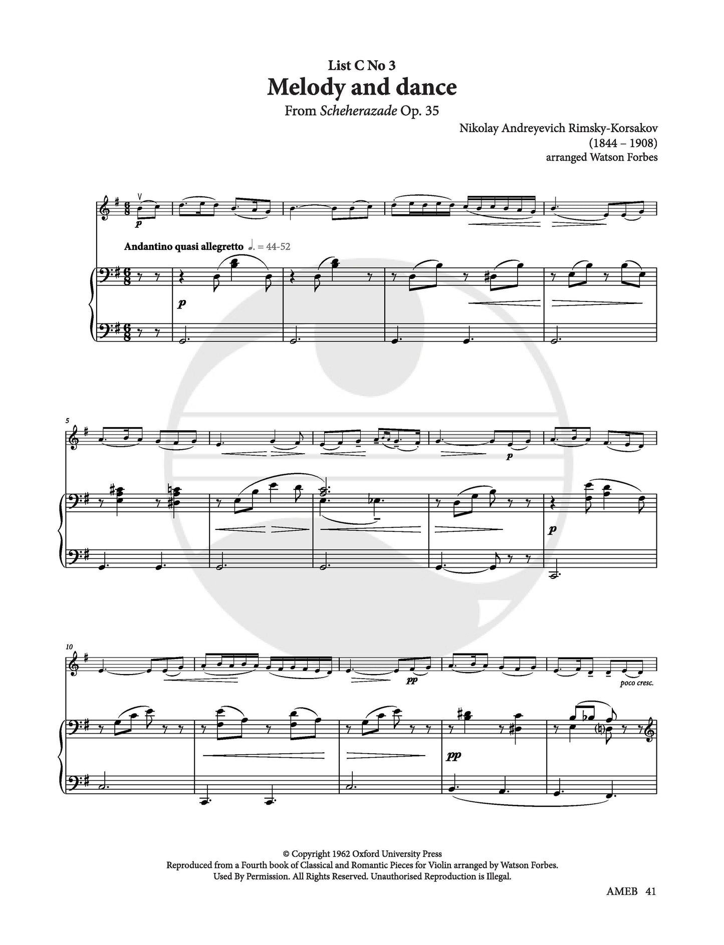 AMEB VIOLIN GRADE 6 SERIES 10