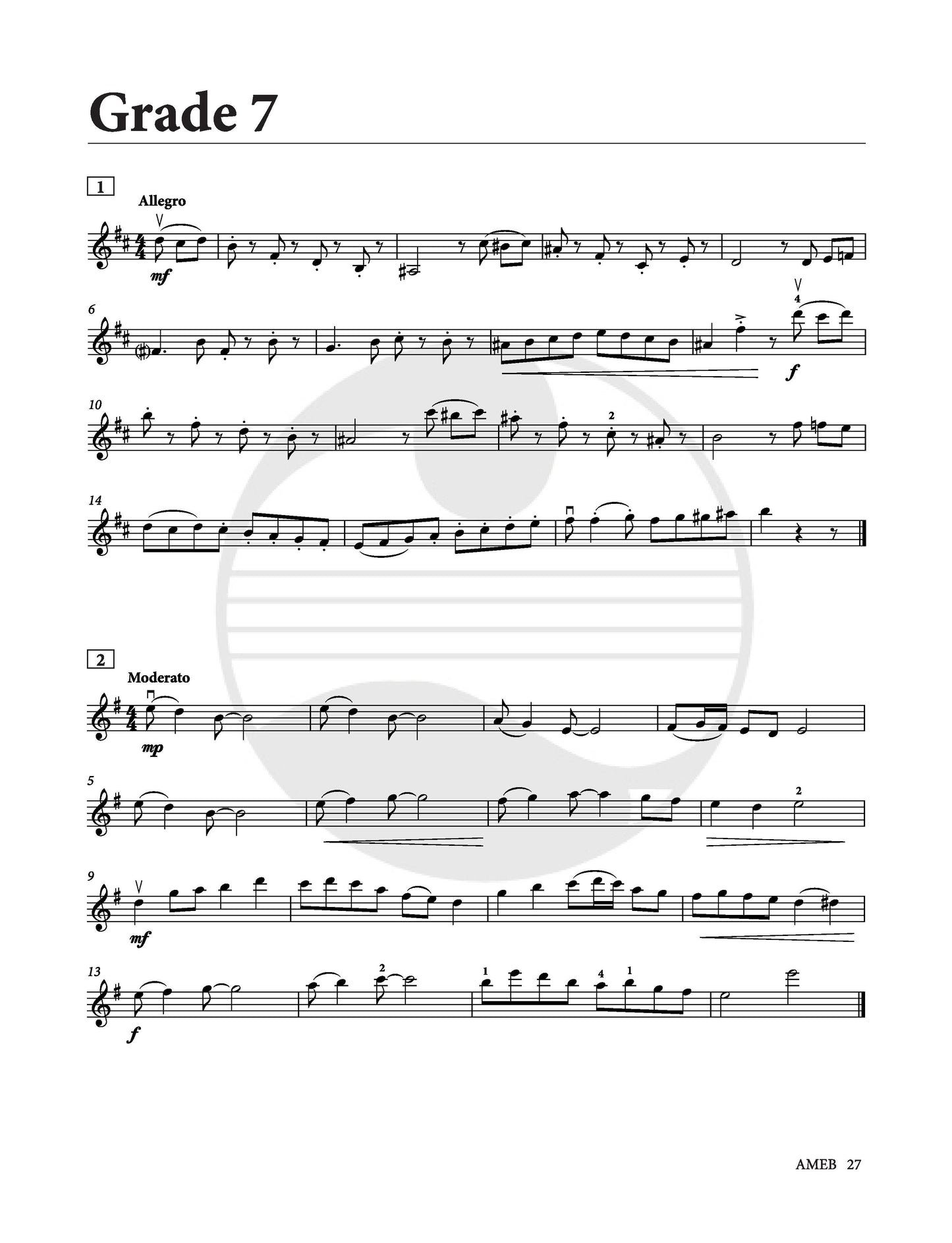 AMEB VIOLIN SIGHT READING 2021