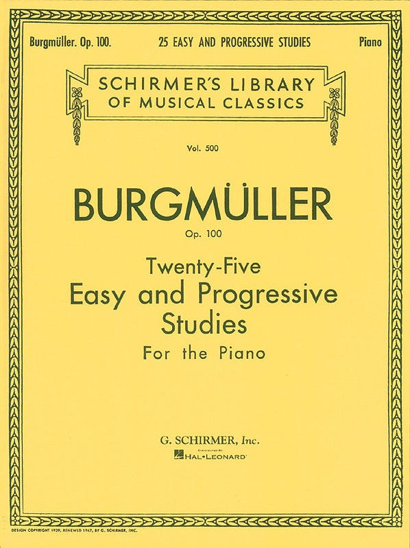 BURGMULLER - 25 STUDIES OP 100 FOR PIANO