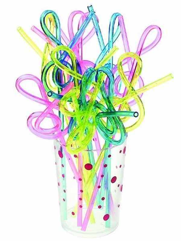 PLASTIC STRAWS ASSTD COLORS G CLEF PACK OF 12